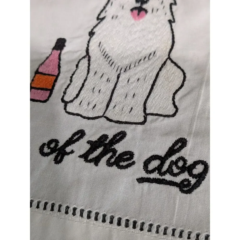August Morgan Linen Cocktail Napkins Set Of 4 Animal Puns Hair of Dog Tipsy